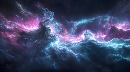 Beautiful cosmic nebula scene with colors of pink and blue hues