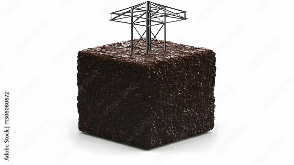 Aufkleber 3d abstract brown cube structure isolated on white background design