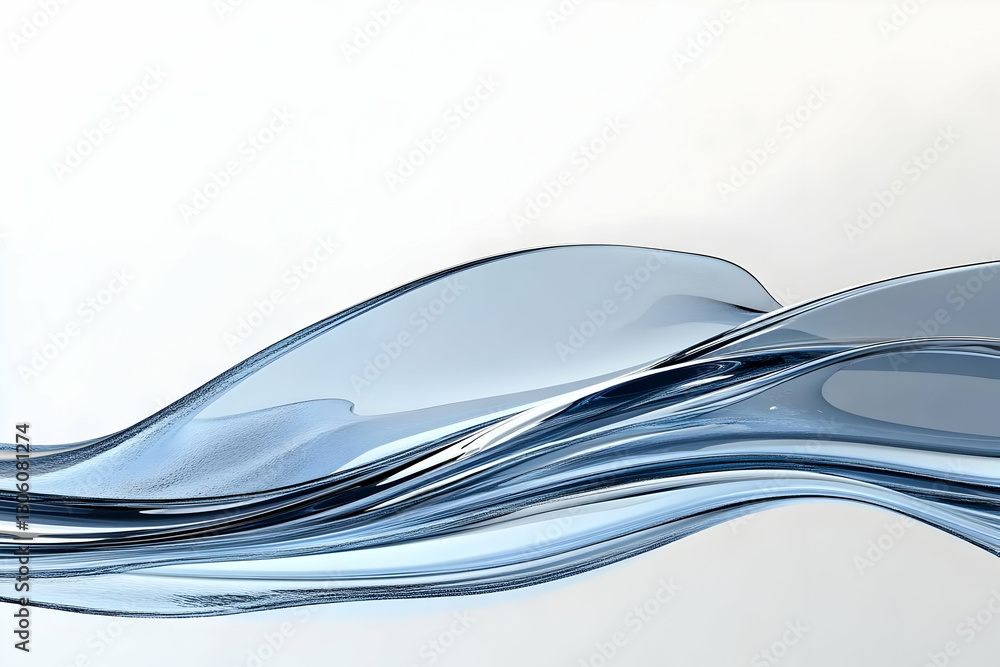 Poster 3d illustration abstract blue wave background with dynamic curve