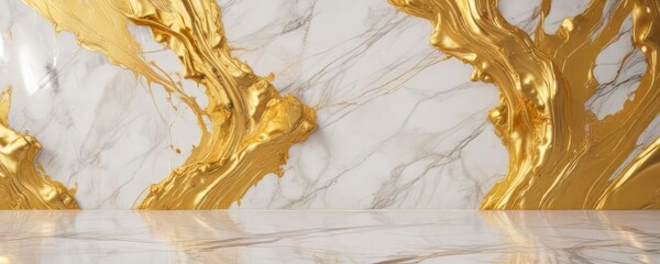 Opulent golden hue on white marble background , marble, opulent