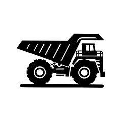 Naklejka premium Minimalist silhouette logo of a mining dump truck, sleek and modern, single-color vector style