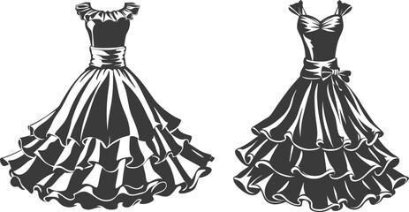 Ruffled wrap blouse technical fashion illustration with peplum hem