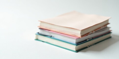 A stack of fresh, lined notebook sheets on white , education, pad, simple