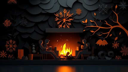 Cozy Fireplace with Warm Flickering Flames Creating a Homey Atmosphere