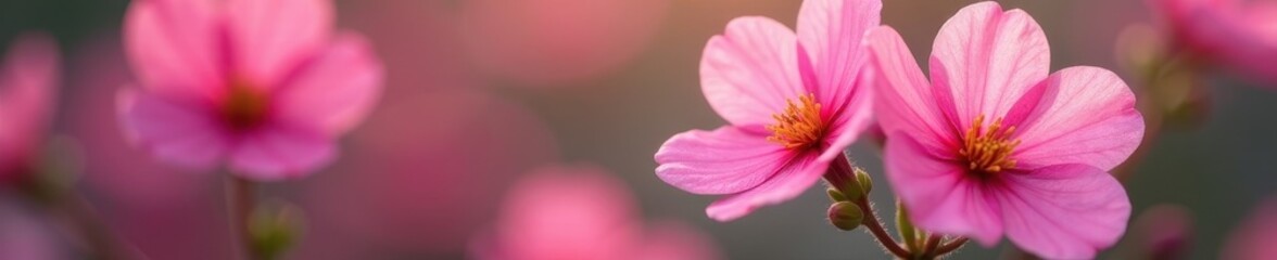 Fototapeta premium Delicate pink primrose blossoms, vibrant petals , fresh, petal