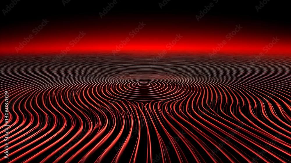 Aufkleber abstract 3d illustration of red and black wavy surface with gradient