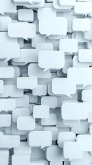 Abstract 3d Illustration Of White Speech Bubbles On Blue Background