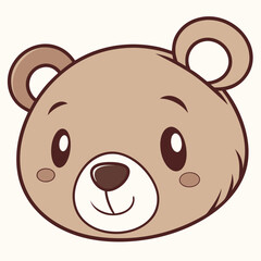 Cute bear head vector illustration rounded shape.