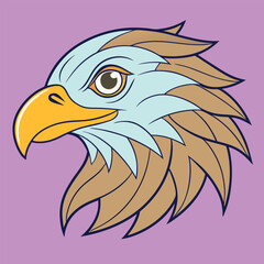 Eagle head outline side view vector.