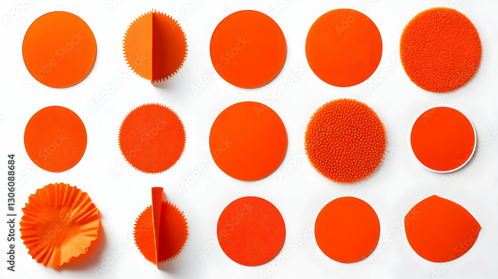 Poster abstract 3d rendered orange circles with pixelated and geometric