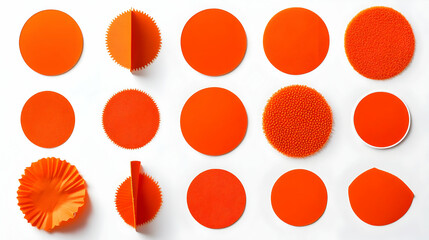 Abstract 3D Rendered Orange Circles With Pixelated and Geometric