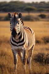Naklejka premium The Striped Elegance – A Zebra in the Wild