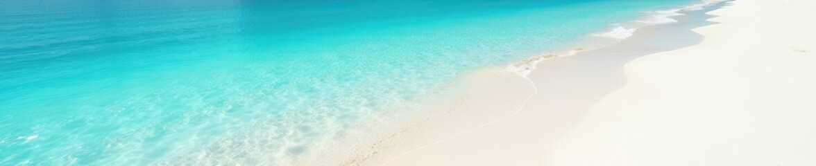 Obraz premium Shallow clear aqua water, soft white sand, sunlit scene , shore, tropical beach background, white sand beach