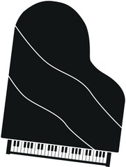 Piano music instrument black-and-white vector illustration