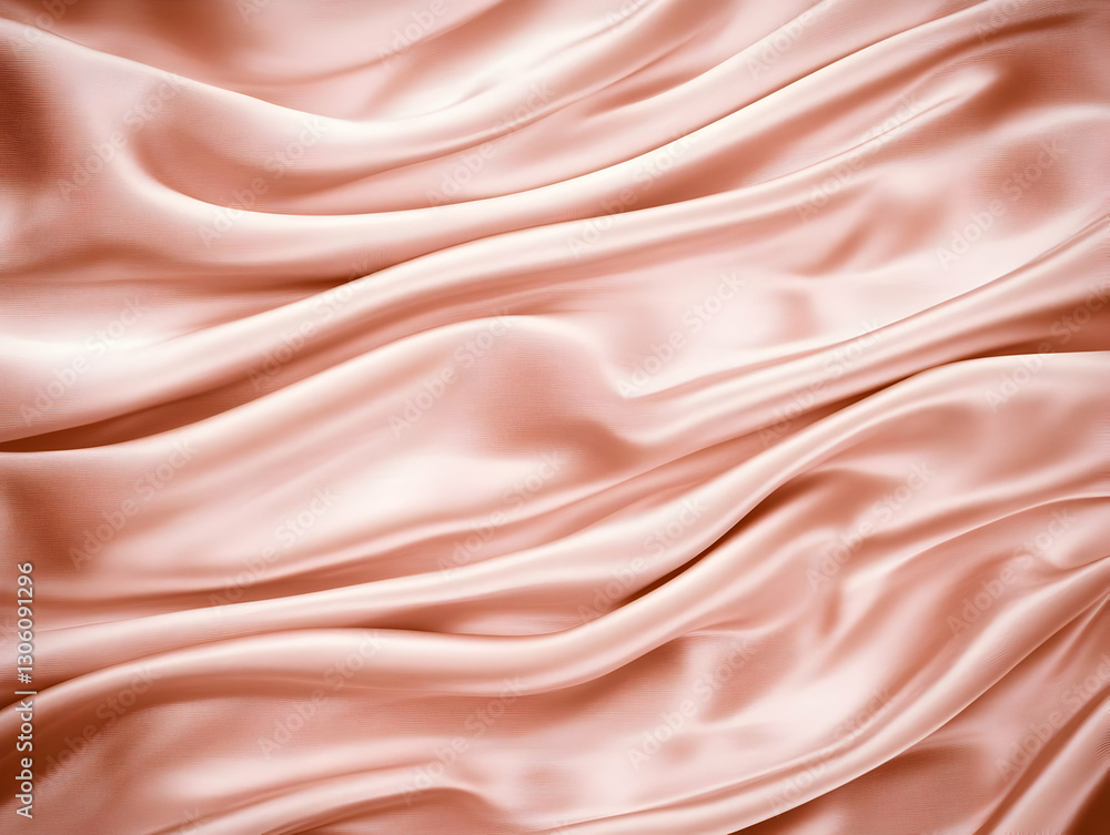 Poster abstract background of silk fabric with peach color wave and shiny