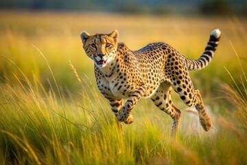 Cheetah running through tall grass © MD ZOYNAL