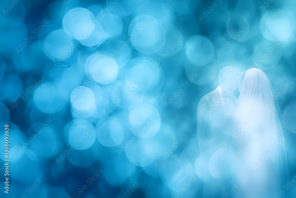 Poster abstract blue bokeh background with soft light and water texture