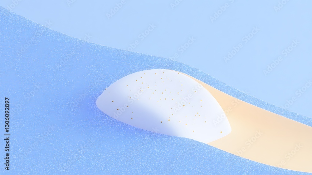 Poster a smooth white shape sits on a layered colorful background