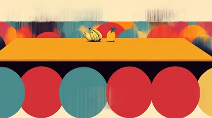 Fototapeta premium Vibrant Fruit Still Life Bold Colors Simple Composition. AI Generated