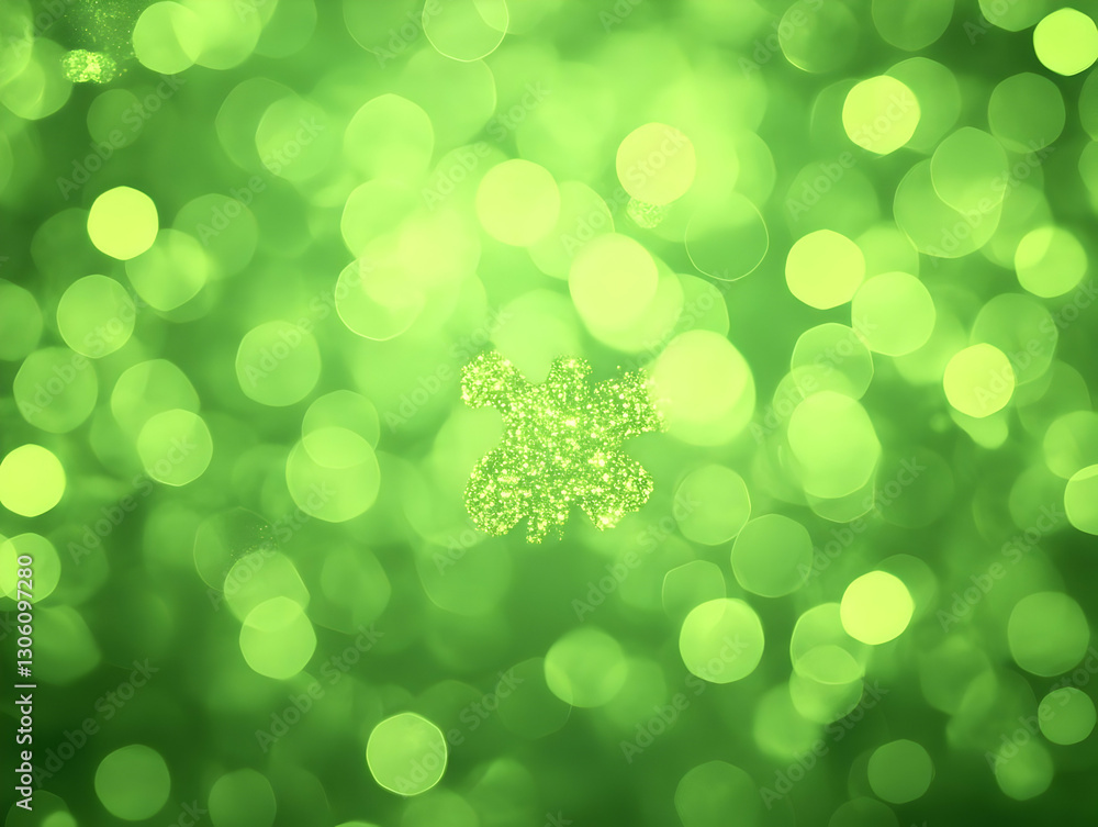 Poster abstract green bokeh background with sparkles and glitter overlay