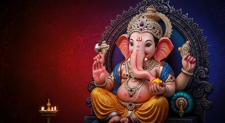 Fototapeta premium Artistic Illustration of Lord Ganesha. Symbol of Wisdom and Prosperity