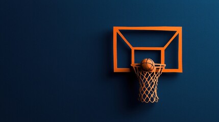 Dynamic Basketball Hoop with Ball in Perfectly Scored Position High Above