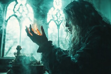 A gothic depiction of charity, with hands extending from the shadows offering a glowing, ethereal light in a dark and eerie setting