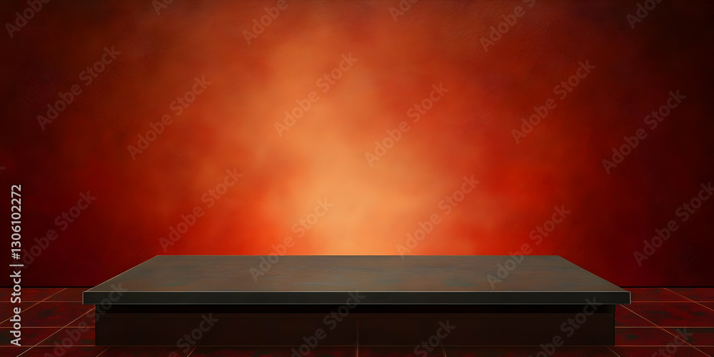 Poster abstract red background 3d illustration display podium stage empty
