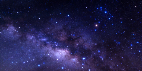 milky way galaxy, blue space background with stars