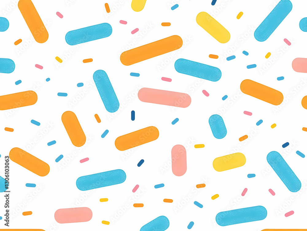 Poster abstract sprinkles pattern background with colorful shapes for sweet