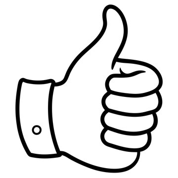 recommend clip art: Thumbs up black line art on white background.