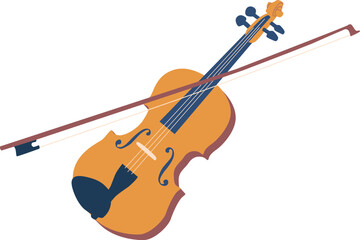 Wooden violin music instrument vector illustration