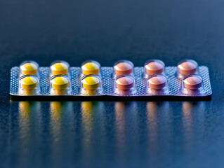 Blister Pack Pills Yellow And Pink Closeup Photo Medicine Healthcare