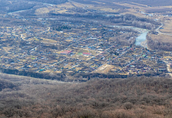 panoramic views from the observation deck in the mountainous area in the early morning