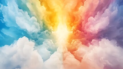 Fototapeta premium Vibrant cloud formation displaying spectrum of colors sky digital artwork serene environment aerial view nature's beauty