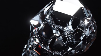 Crystal skull shattered fragments on dark background, digital art