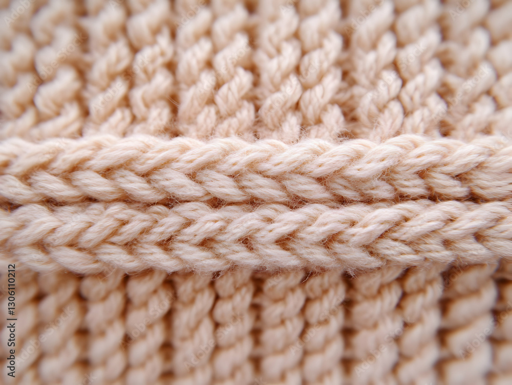 Poster creamy knit texture macro photo showing detailed weave structure