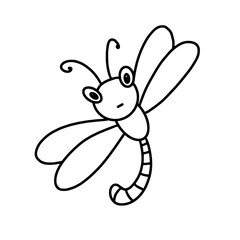 Hand drawn dragonfly outline