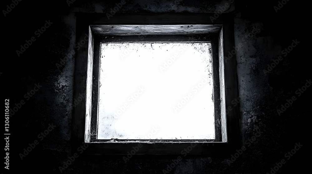 Poster dark square window light inside abstract background illustration view