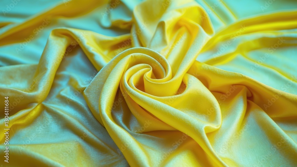 Poster soft yellow satin fabric texture draping elegantly creating a warm and inviting background for desig