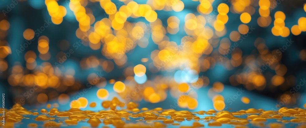 Poster golden bokeh background with soft focus and decorative light reflections ideal for festive or elegan