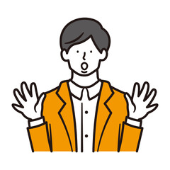 驚いた表情のビジネスマンの上半身のイラスト素材