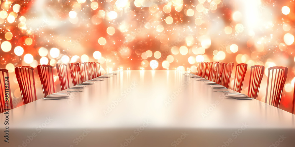 Aufkleber elegant 3d abstract background featuring empty table and chairs in