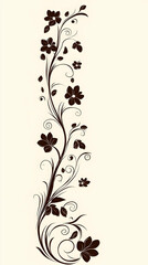Elegant Brown Floral Illustration On White Background Abstract Design