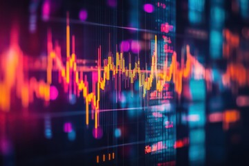 A stock photo of a fluctuating financial graph showing both gains and losses in a colorful candlestick chart, symbolizing a dynamic market.