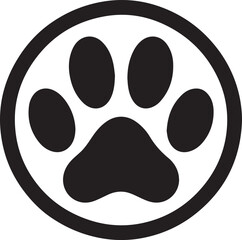 black and white dog, dog paw silhouette vector icon black and white