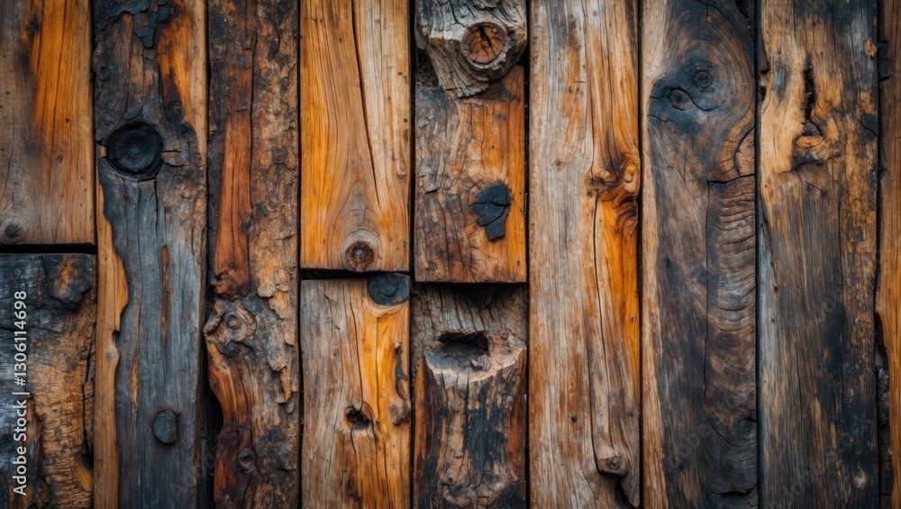 Poster natural wood texture background featuring aged planks with distinct patterns and colors for rustic a