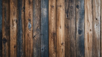 Obraz premium Rustic wooden panel texture with a mix of light and dark brown hues ideal for backgrounds and design projects.