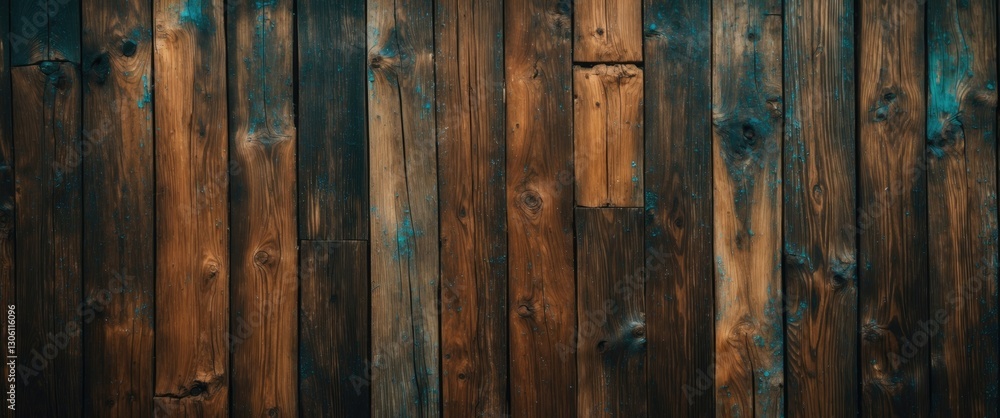 Poster rich rustic wood texture background featuring dark and light brown planks with a grunge finish for v
