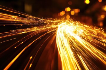 A stunning stock photo of high-speed light streaks representing internet data transmission, with glowing lines cutting through a dark background.